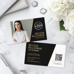 Carte De Visite Société de Code QR Photo Professionnel Votre Logo