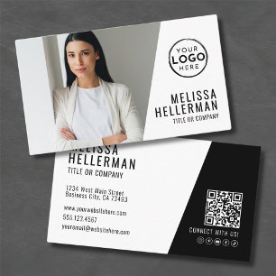 Carte De Visite Société de Code QR Photo Professionnel Votre Logo