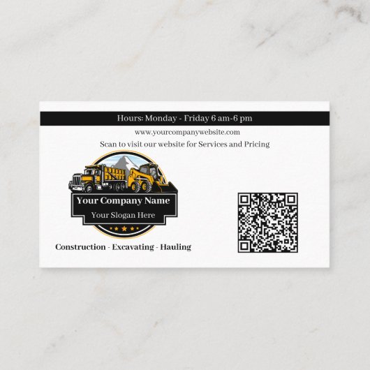 Carte De Visite Société de construction d'équipement lourd profess (Dos)