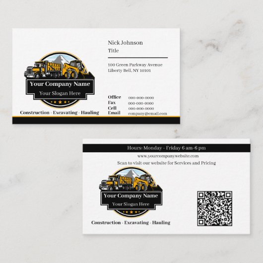 Carte De Visite Société de construction d'équipement lourd profess (Devant / Derrière)