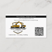 Carte De Visite Société de construction d'équipement lourd profess (Dos)