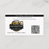 Carte De Visite Société de construction d'équipement lourd profess (Dos)