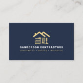 Carte De Visite Société de construction moderne code QR or marine (Devant)