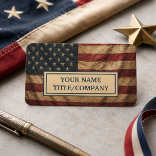 Carte De Visite Société de drapeau Americana vintage Nom