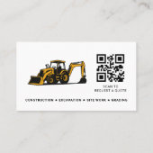 Carte De Visite Société de matériel lourd de construction de code (Dos)
