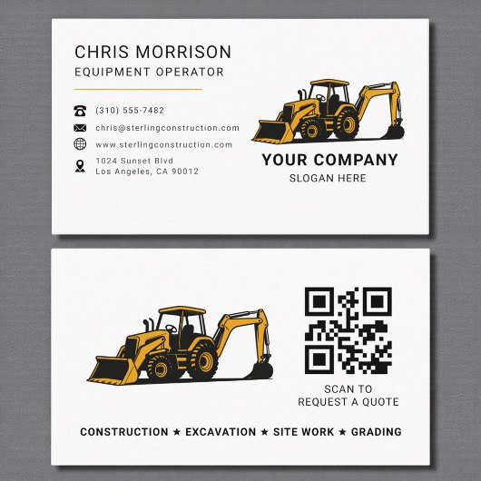 Carte De Visite Société de matériel lourd de construction de code