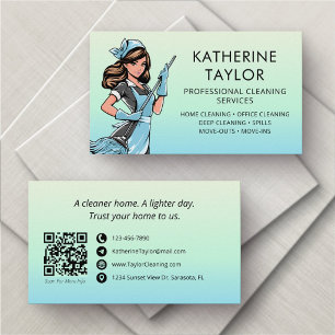 Carte De Visite Société de nettoyage Blue Maid Service
