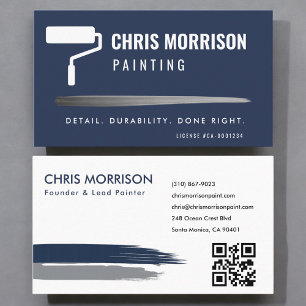 Carte De Visite Société de peinture moderne QR Code Marine Bleu