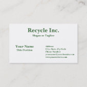 Carte De Visite Société de recyclage de réutilisation de jour des  (Dos)