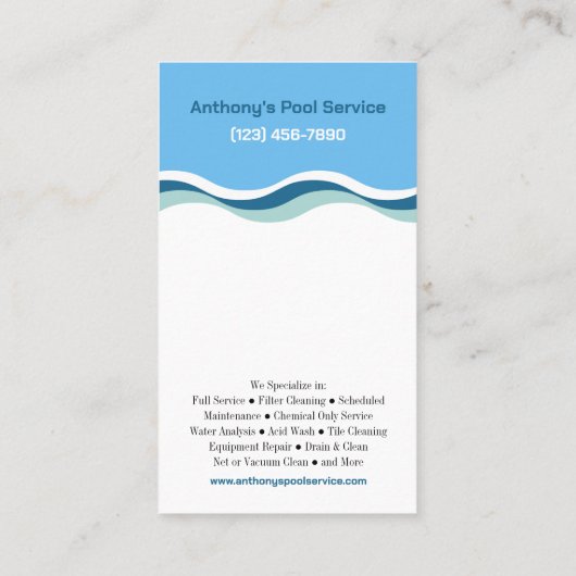 Carte De Visite Société de service de pool (Dos)