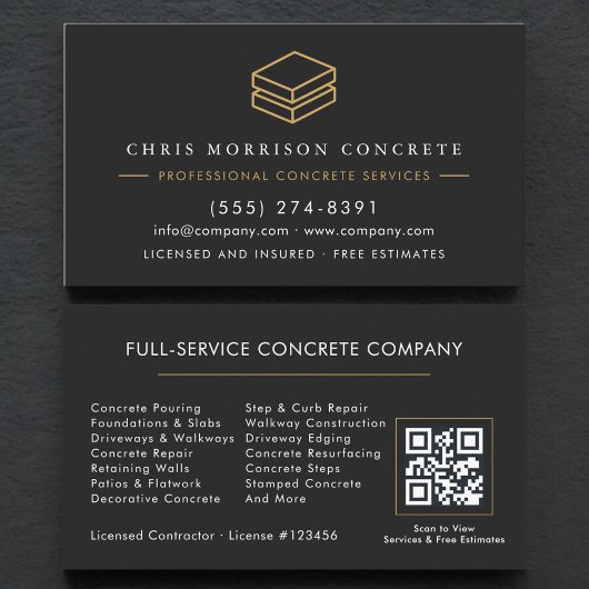 Carte De Visite Société de services de béton et de ciment Code QR