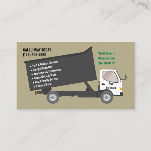 Carte De Visite Société de suppression de junk (Devant)
