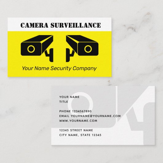 Carte De Visite Société de surveillance vidéo de caméra de sécurit (Devant / Derrière)