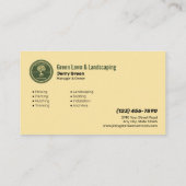 Carte De Visite Société d'entretien de pelouse et d'aménagement (Dos)