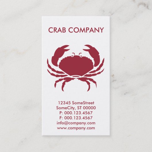Carte De Visite société faite sur commande de crabe (Devant)