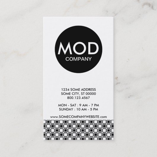 Carte De Visite société mod center (Devant)