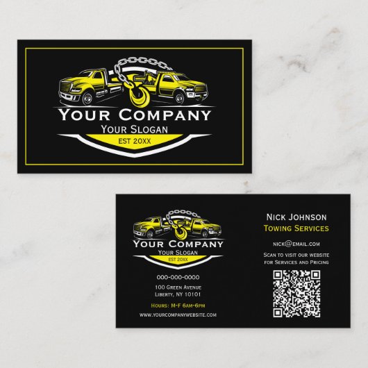 Carte De Visite Société professionnelle de remorquage, service de (Devant / Derrière)