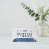 Carte De Visite Sofa bleu, société de déménagement (Debout devant)