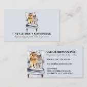 Carte De Visite Sofa bleu Yorkie Chien Scottish Cat Pet (Devant / Derrière)