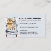 Carte De Visite Sofa bleu Yorkie Chien Scottish Cat Pet (Dos)