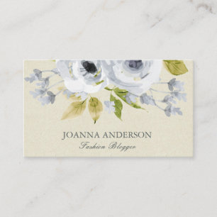 CARTE DE VISITE SOFT AQUA BLUE GREEN WATERCOLORE FLORALE