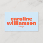 Carte De Visite Soft Blue Orange Bold Name QR Code Scan Portfolio (Devant)