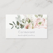 Carte De Visite Soft Chic Blush Pink Peony Feuilleté Botanique Flo (Devant)