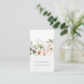 Carte De Visite Soft Chic Blush Pink Peony Feuilleté Botanique Flo (Debout devant)