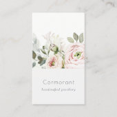 Carte De Visite Soft Chic Blush Pink Peony Feuilleté Botanique Flo (Devant)