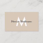 Carte De Visite Soft cream tan minimalist monogram (Devant)