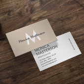 Carte De Visite Soft cream tan minimalist monogram