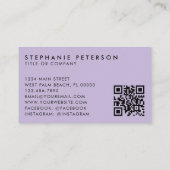 Carte De Visite Soft Lavender Elegant Custom Company Logo QR Code (Dos)