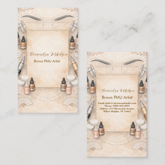 Carte De Visite Soft Neutral PMU Studio Branding (Devant / Derrière)