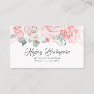 Carte De Visite Soft Pastel Fleurs Roses Élégant Design Moderne
