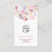 Carte De Visite Soft pastel floral script logo commander merci (Dos)