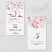 Carte De Visite Soft pastel floral script logo commander merci (Devant / Derrière)