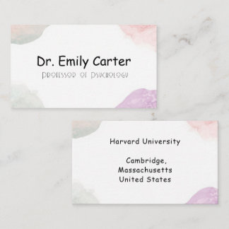 Carte De Visite Soft Pastel University Lecturer Elegant Academic 