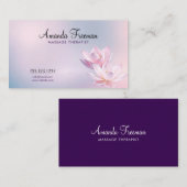 Carte De Visite Soft Pink Lotus Serene Gradient Massage Thérapie (Devant / Derrière)