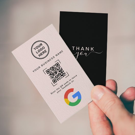 Carte De Visite Soft Pink Modern QR Code Google Review