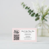 Carte De Visite Soft Pink QR Code Photo Social Media Icons Contenu (Debout devant)