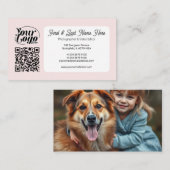 Carte De Visite Soft Pink QR Code Photo Social Media Icons Contenu (Devant / Derrière)