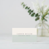 Carte De Visite Soft Sage Green & Off-White Modern Professional  (Debout devant)