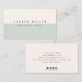 Carte De Visite Soft Sage Green & Off-White Modern Professional  (Devant / Derrière)