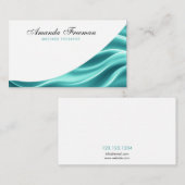 Carte De Visite Soft Turquoise Abstrait Waves Massage Therapy (Devant / Derrière)