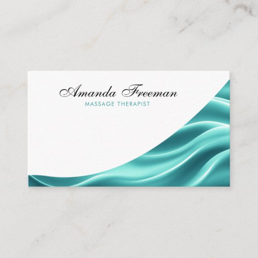 Carte De Visite Soft Turquoise Abstrait Waves Massage Therapy (Devant)