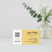 Carte De Visite Soft Yellow QR Code 3 Photo Collage (Debout devant)