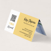 Carte De Visite Soft Yellow QR Code Photo Social Media Icons (Dos)