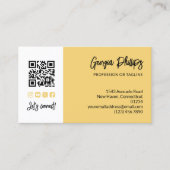 Carte De Visite Soft Yellow QR Code Photo Socialmedia Brush Script (Devant)