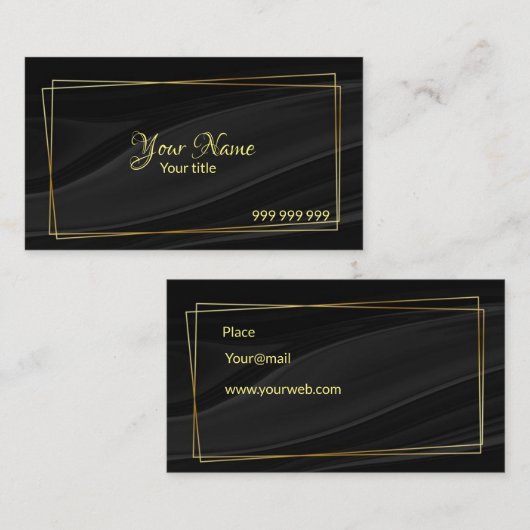 Carte De Visite Soie noire élégante (Devant / Derrière)