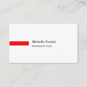 Carte De Visite Soie Premium Élégante Unie Minimaliste Rouge Blanc